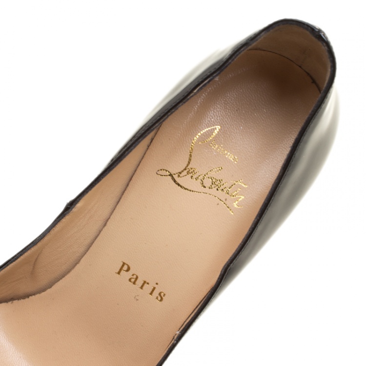 Pre Owned Christian Louboutin Black Patent Leather Hyper Prive Peep Toe Platform Pumps Size 35.5