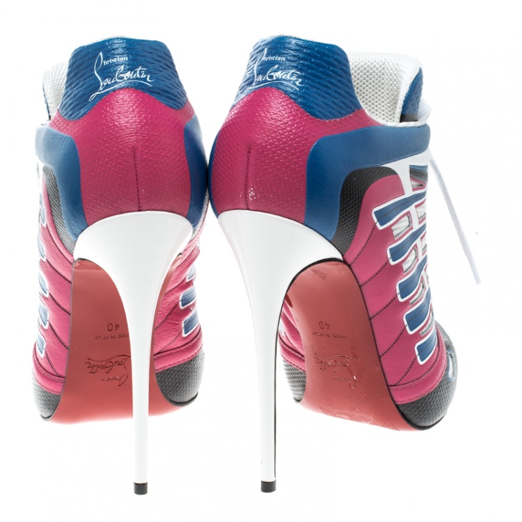 مملوكة مسبقًا Christian Louboutin Multicolor Leather and Mesh Boltina Trainer Booties Size 40