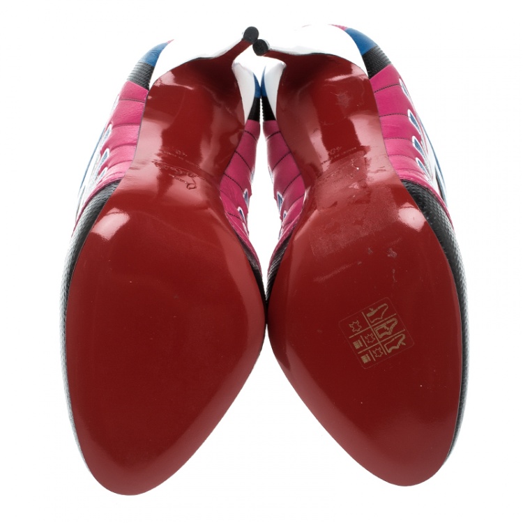 مملوكة مسبقًا Christian Louboutin Multicolor Leather and Mesh Boltina Trainer Booties Size 40