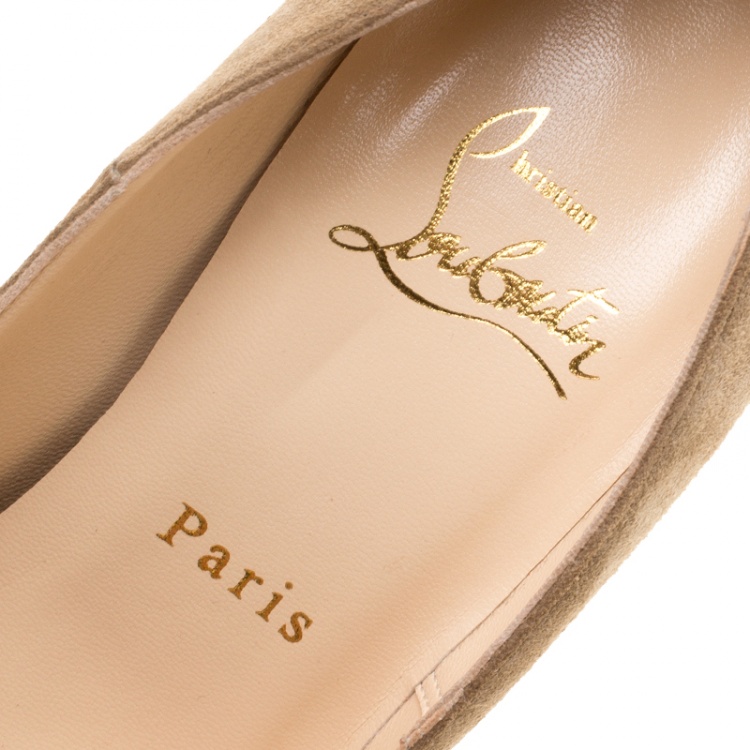 Pre Owned Christian Louboutin Beige Suede Daffodile Platform Pumps Size 37