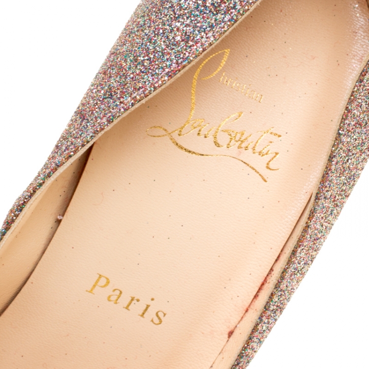 Pre Owned Christian Louboutin Multicolor Fine Glitter Fifille Pumps Size 38