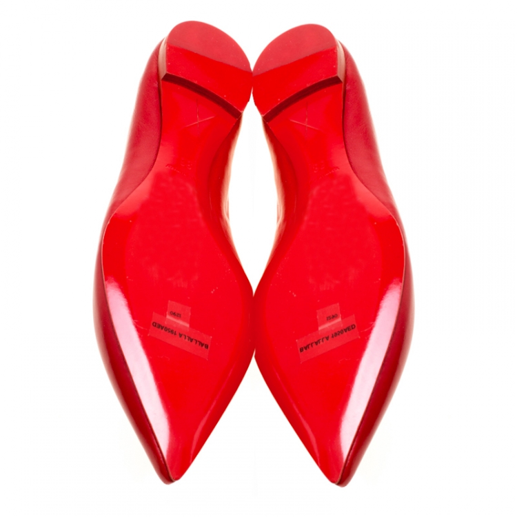 Pre Owned Christian Louboutin Red Leather Ballalla Pointed Toe Flats Size 36