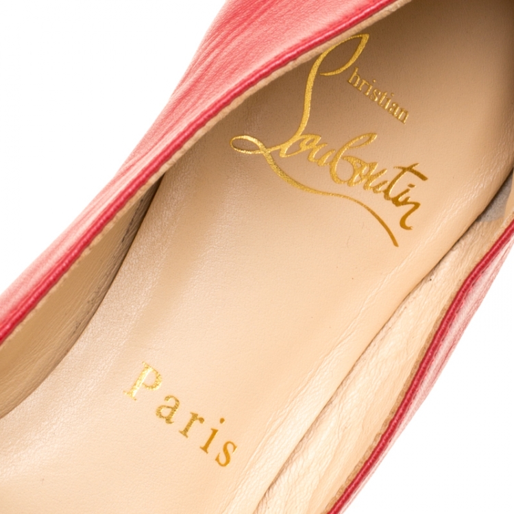 Pre Owned Christian Louboutin Red Leather Ballalla Pointed Toe Flats Size 36