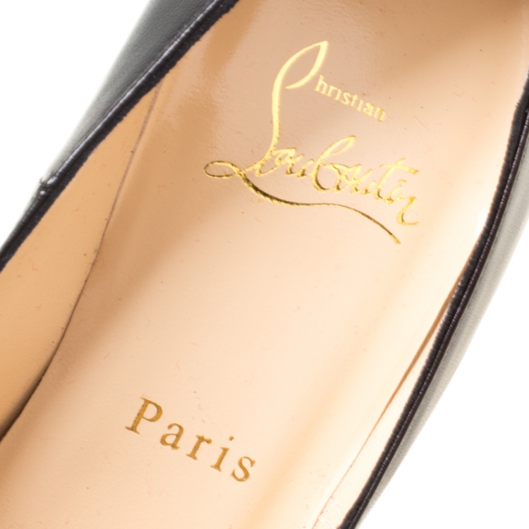 Pre Owned Christian Louboutin Black Leather Daffodile Platform Pumps Size 37.5