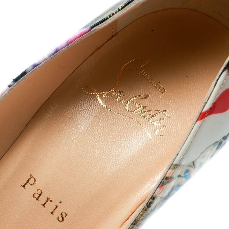 Pre Owned Christian Louboutin Multicolor Patent Leather Pigalle Follies Patent Trash Pointed Toe Pumps Size 36.5