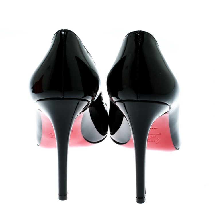 Pre Owned Christian Louboutin Black Patent Leather Pigalle Pointed Toe Pumps Size 39