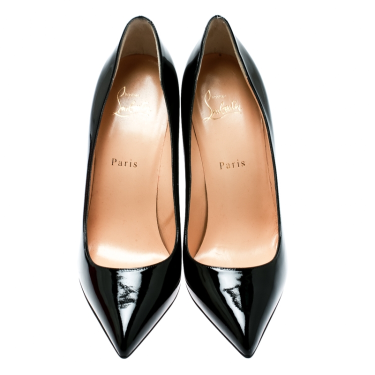 Pre Owned Christian Louboutin Black Patent Leather Pigalle Pointed Toe Pumps Size 39