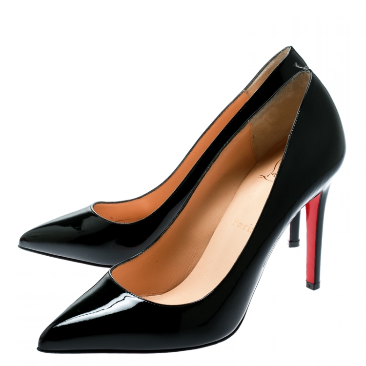 Pre Owned Christian Louboutin Black Patent Leather Pigalle Pointed Toe Pumps Size 39