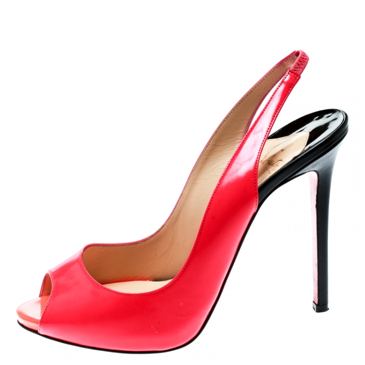 Pre Owned Christian Louboutin Multicolor Leather Flo Peep Toe Slingback Sandals Size 40.5