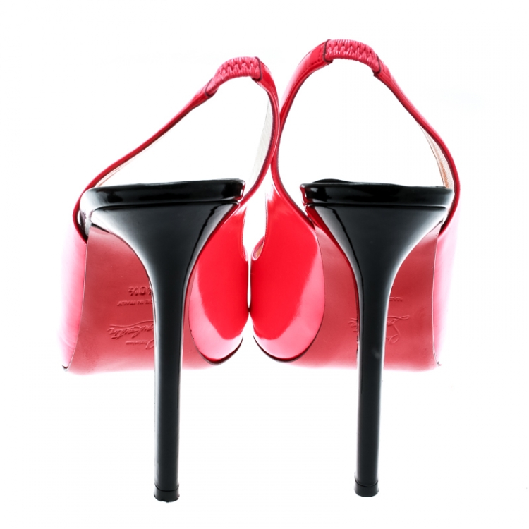 Pre Owned Christian Louboutin Multicolor Leather Flo Peep Toe Slingback Sandals Size 40.5