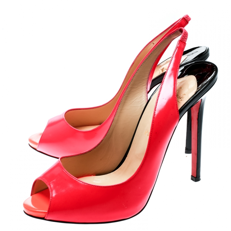 Pre Owned Christian Louboutin Multicolor Leather Flo Peep Toe Slingback Sandals Size 40.5