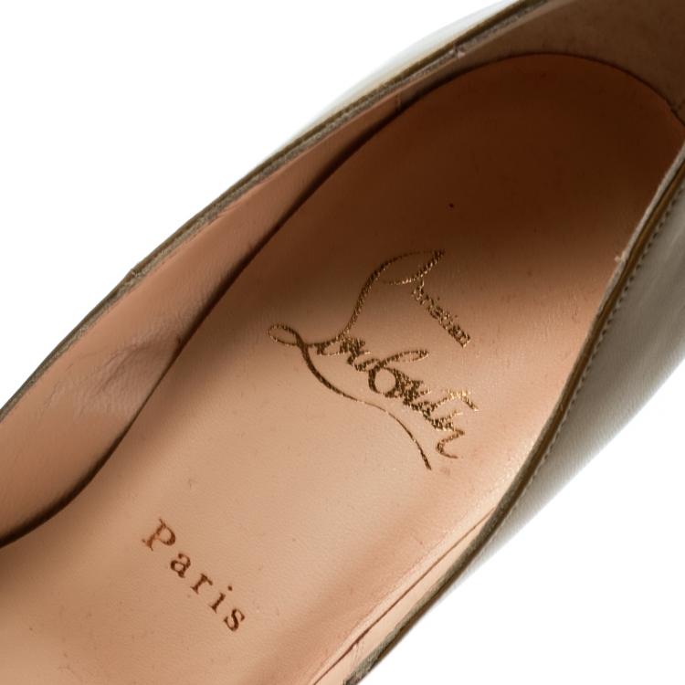 Pre Owned Christian Louboutin Brown Leather And Embellished Suede Cap Toe Cabo Pointed Toe Pumps Size 36.5