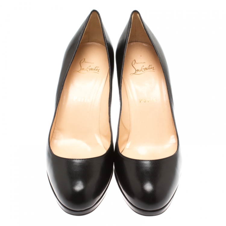 Pre Owned Christian Louboutin Black Leather New Simple Pumps Size 39.5