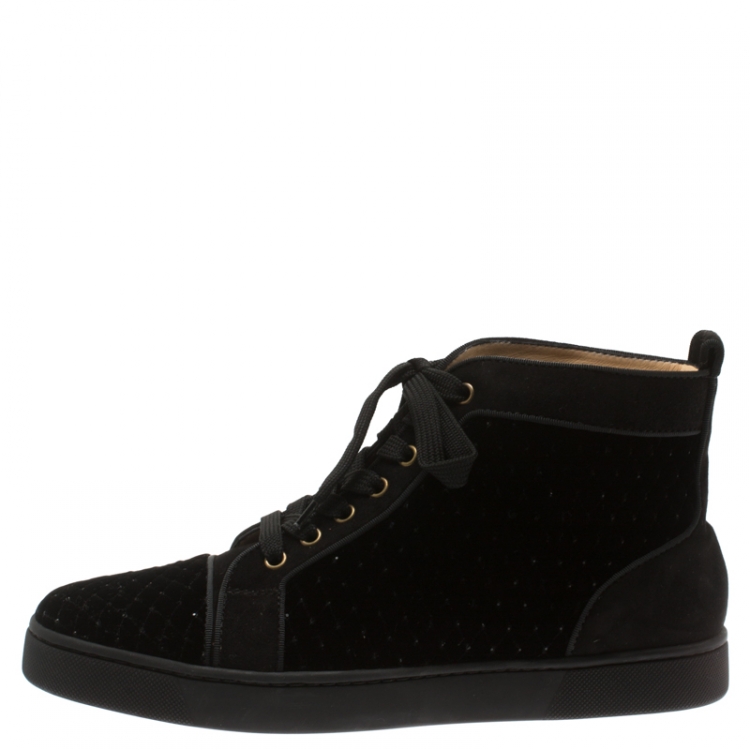 Christian Louboutin Black Jeweled Velvet And Suede Trim Louis