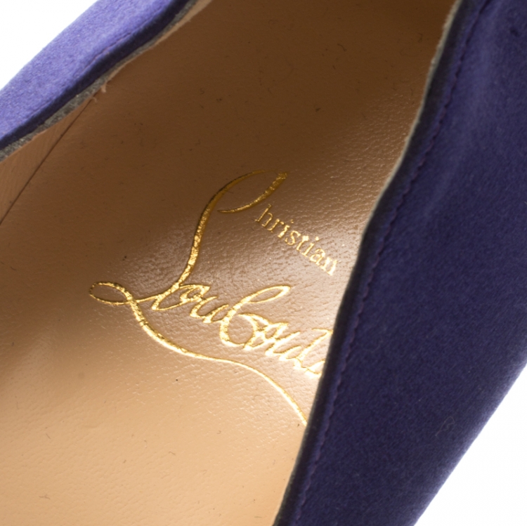 Pre Owned Christian Louboutin Purple Satin Simple Pumps Size 41.5