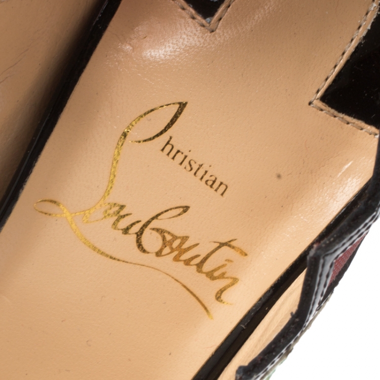 Pre Owned Christian Louboutin Multicolor Python And Mesh Explorete Pigalle Zig Zag Trim Pointed Toe Pumps Size 36