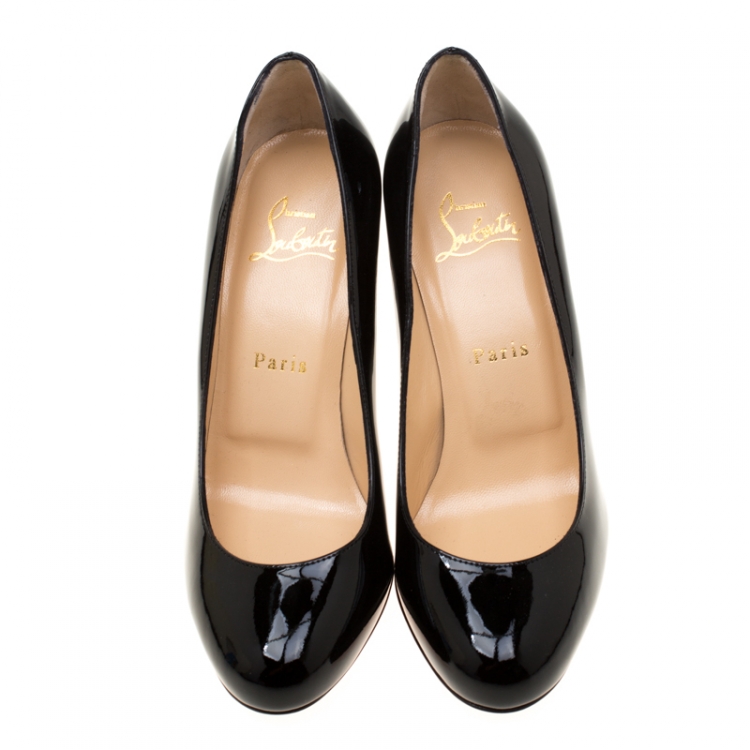 Pre Owned Christian Louboutin Black Patent Leather Fifi Pumps Size 36.5
