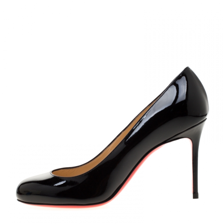 Pre Owned Christian Louboutin Black Patent Leather Fifi Pumps Size 36.5
