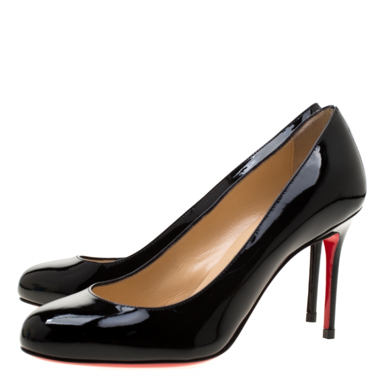 Pre Owned Christian Louboutin Black Patent Leather Fifi Pumps Size 36.5