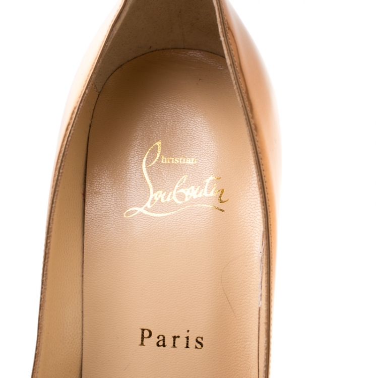 Pre Owned Christian Louboutin Metallic Bronze Patent Leather Decollete 554 Pointed Toe Pumps Size 40