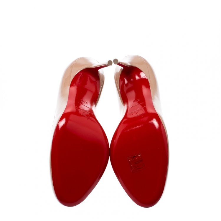مملوكة مسبقًا Christian Louboutin Beige Patent Leather Simple Pumps Size 37.5