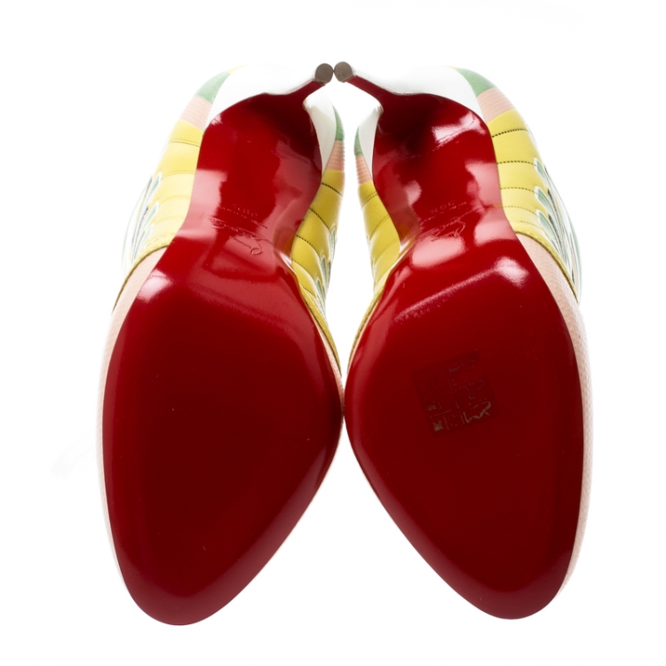 مملوكة مسبقًا Christian Louboutin Multicolor Leather and Mesh Boltina Trainer Booties Size 39.5