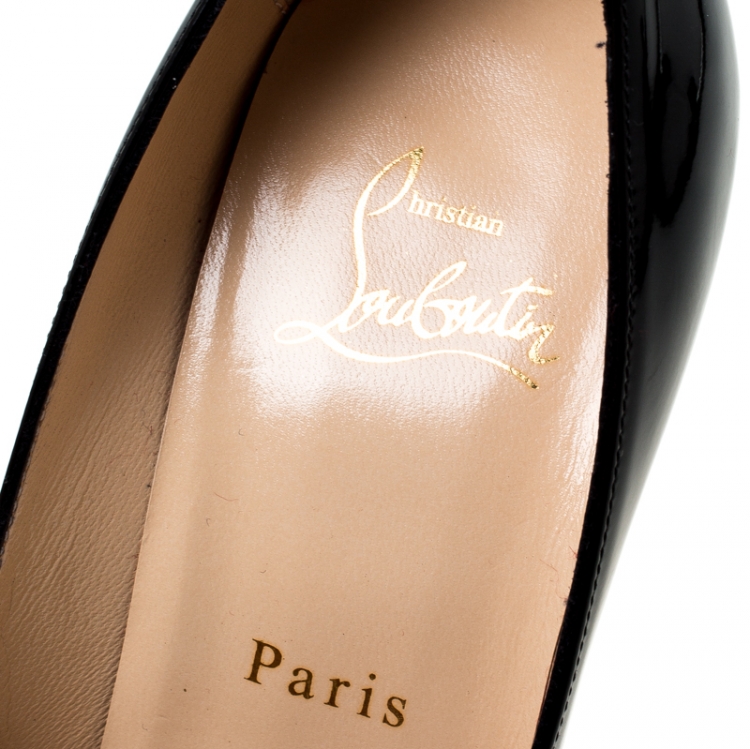 Pre Owned Christian Louboutin Black Patent Leather Decollete Pointed Toe Pumps Size 38