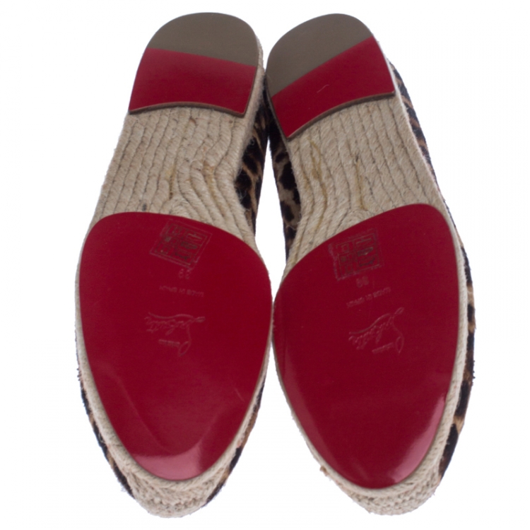مملوكة مسبقًا Christian Louboutin Brown/Black Leopard Print Calfhair Tassel Espadrilles Size 39