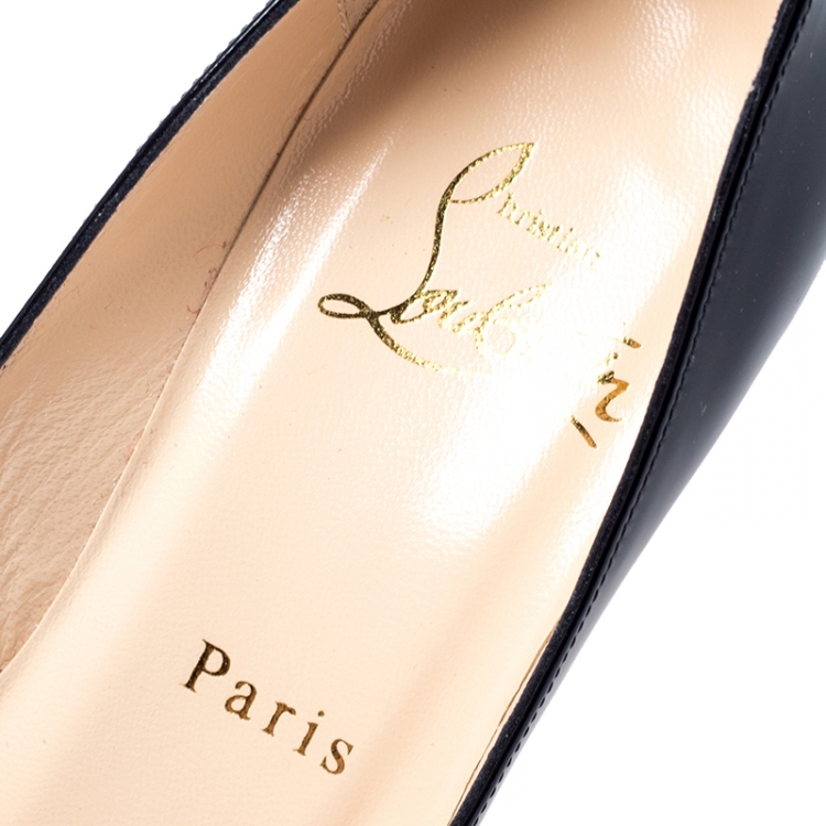 Pre Owned Christian Louboutin Patent Leather New Very Prive Peep Toe Platform Size 35.5