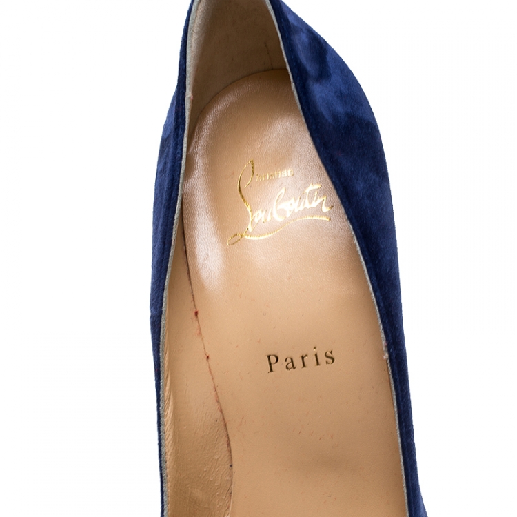 مملوكة مسبقًا Christian Louboutin Blue Suede So Kate Pointed Toe Pumps Size 40
