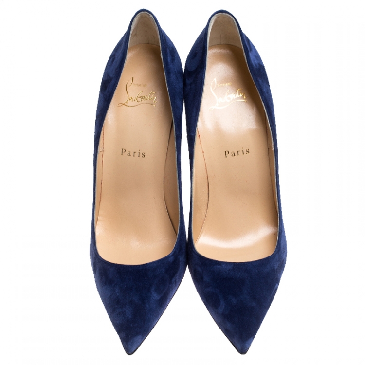 مملوكة مسبقًا Christian Louboutin Blue Suede So Kate Pointed Toe Pumps Size 40