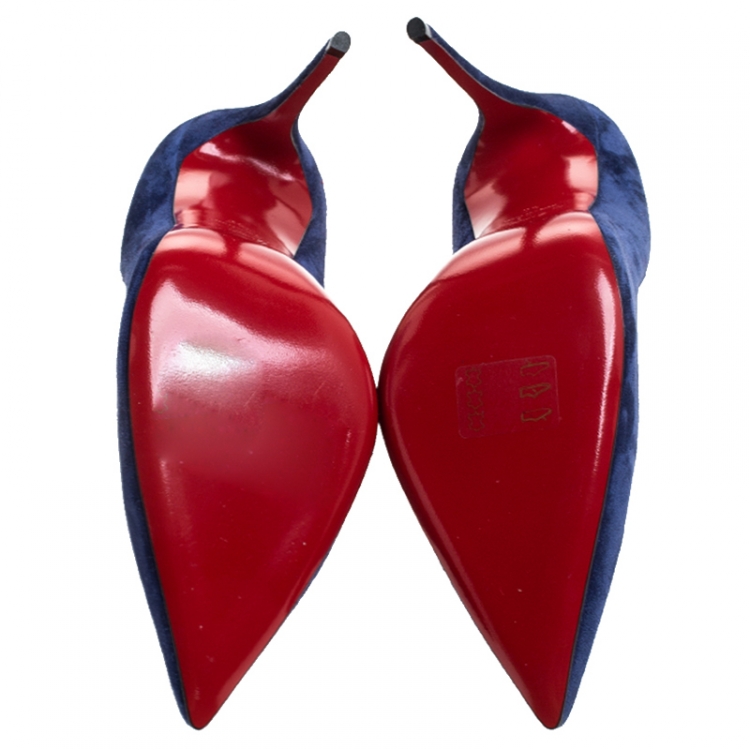 مملوكة مسبقًا Christian Louboutin Blue Suede So Kate Pointed Toe Pumps Size 40