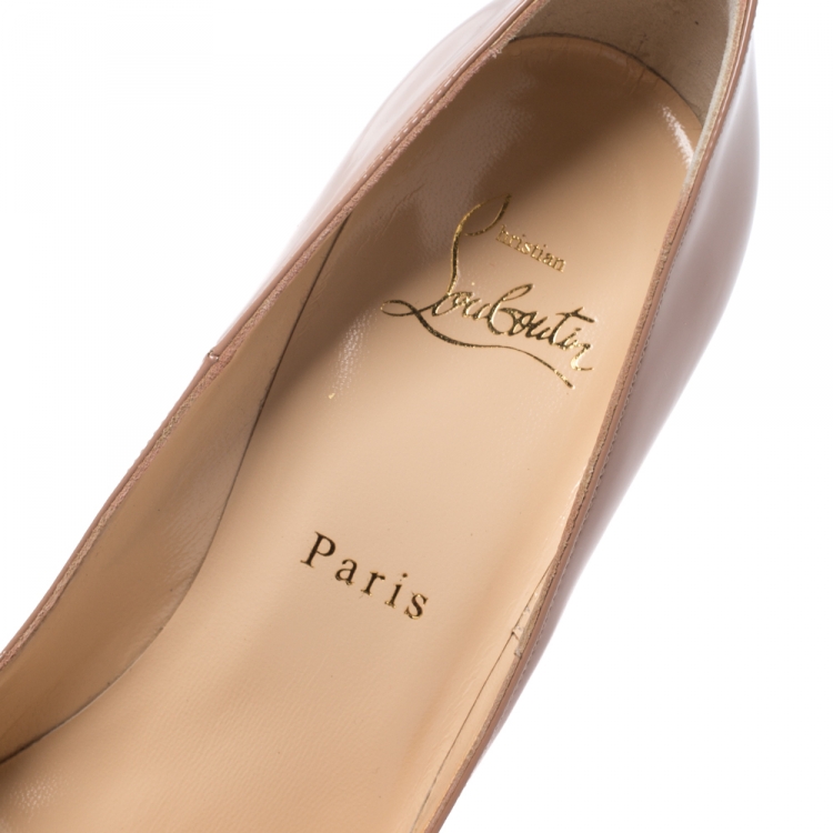 Pre Owned Christian Louboutin Beige Patent Leather So Kate Pointed Toe Pumps Size 36.5