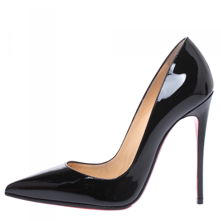 Pre Owned Christian Louboutin Black Patent Leather So Kate Pointed Toe Pumps Size 35.5