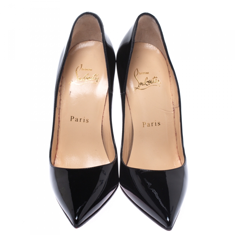 Pre Owned Christian Louboutin Black Patent Leather So Kate Pointed Toe Pumps Size 35.5