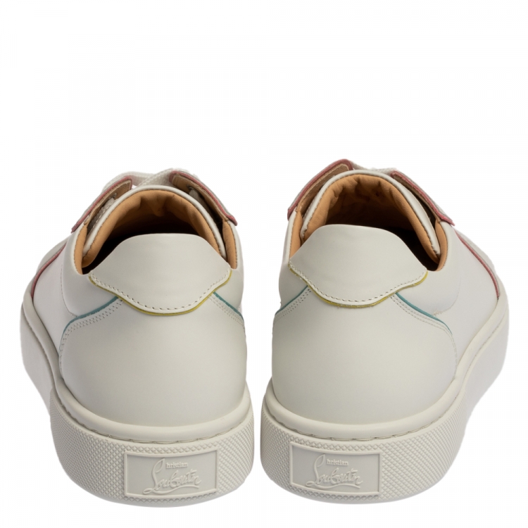 Pre Owned Christian Louboutin White Leather Vieirissima Low Top Sneakers Size 38.5