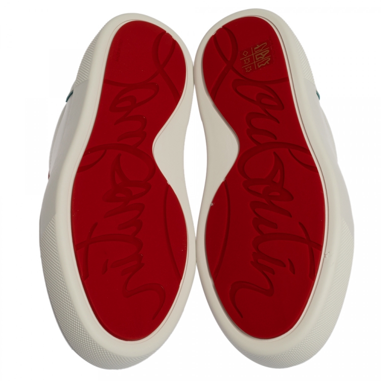 Pre Owned Christian Louboutin White Leather Vieirissima Low Top Sneakers Size 38.5