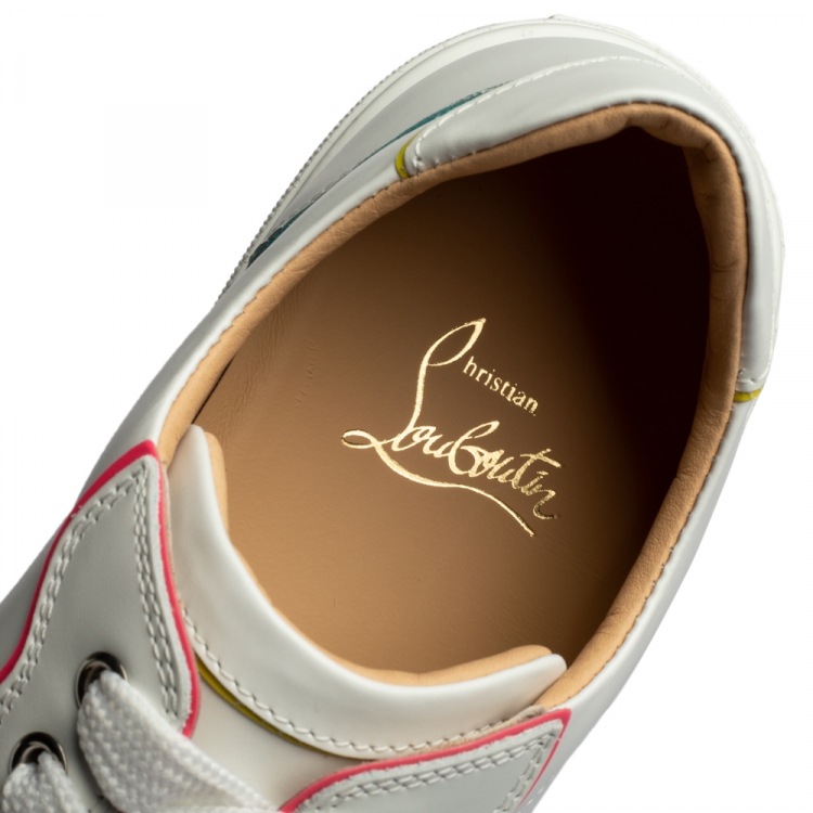 Pre Owned Christian Louboutin White Leather Vieirissima Low Top Sneakers Size 38.5