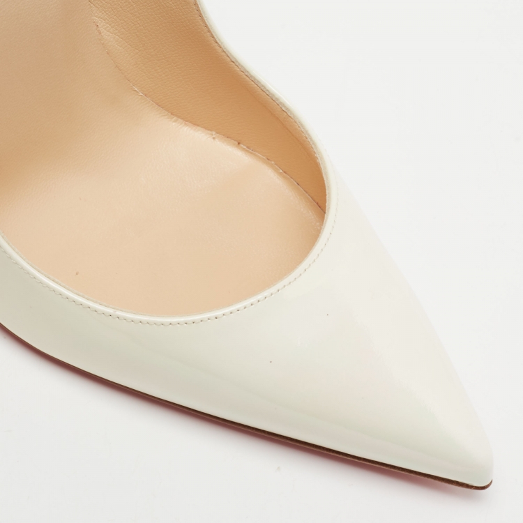 Pre Owned Christian Louboutin White Iridescent Patent Leather So Kate Pumps Size 37