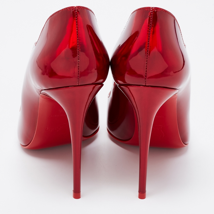Pre Owned Christian Louboutin Red Patent Leather Hot Chick Pumps Size 36