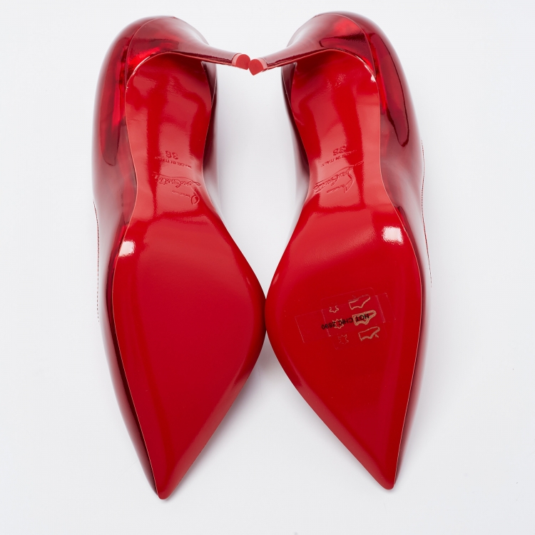 Pre Owned Christian Louboutin Red Patent Leather Hot Chick Pumps Size 36
