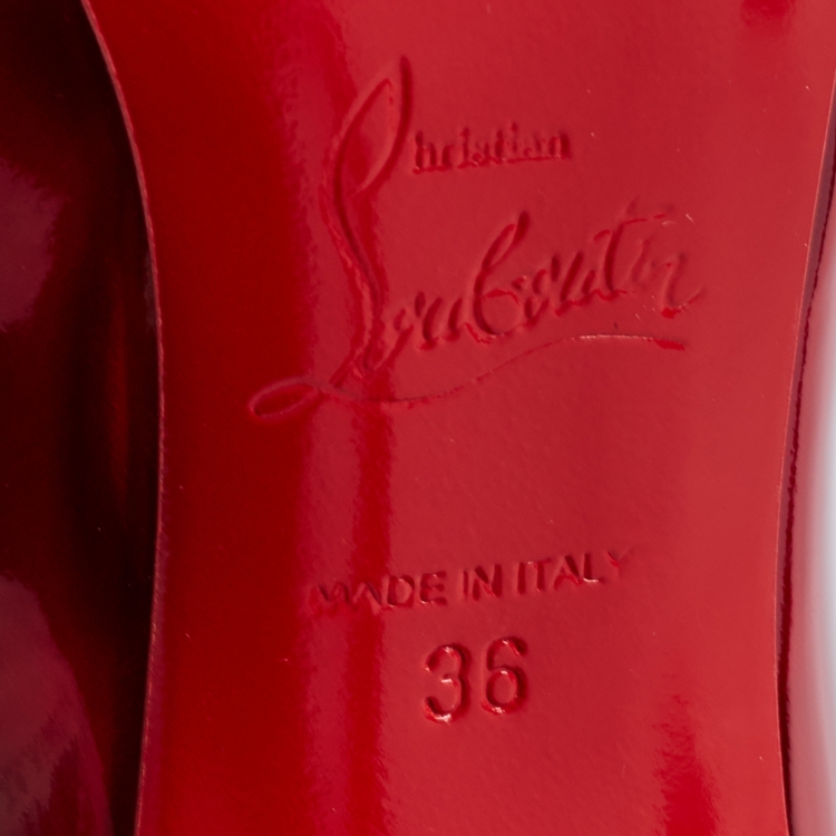 Pre Owned Christian Louboutin Red Patent Leather Hot Chick Pumps Size 36