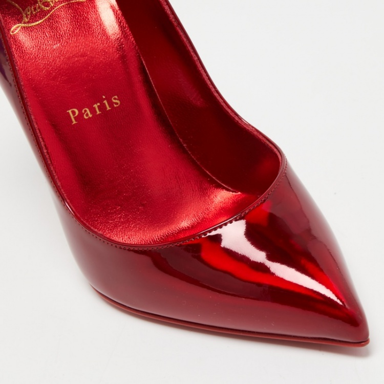 Pre Owned Christian Louboutin Red Patent Leather Hot Chick Pumps Size 36