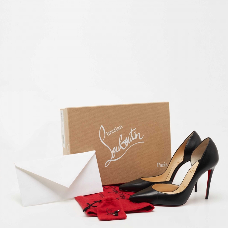 Pre Owned Christian Louboutin Black Leather Iriza Pumps Size 37