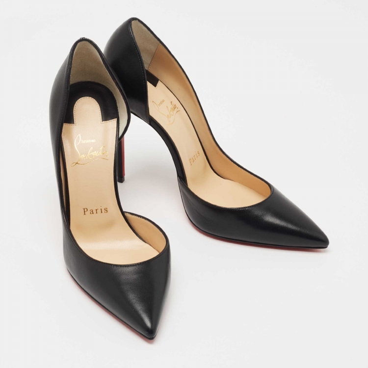 Pre Owned Christian Louboutin Black Leather Iriza Pumps Size 37