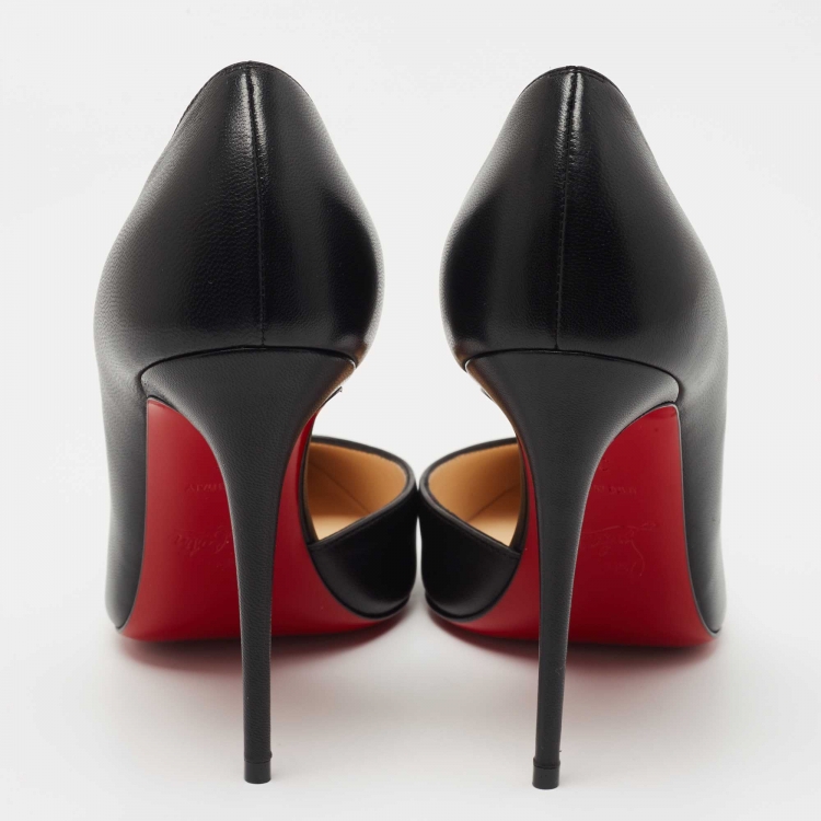 Pre Owned Christian Louboutin Black Leather Iriza Pumps Size 37