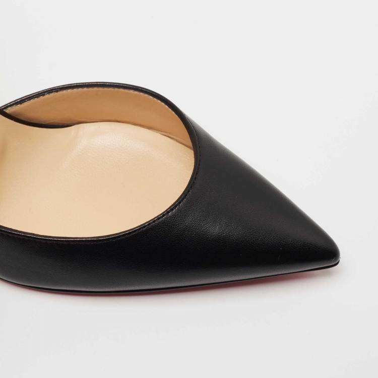 Pre Owned Christian Louboutin Black Leather Iriza Pumps Size 37