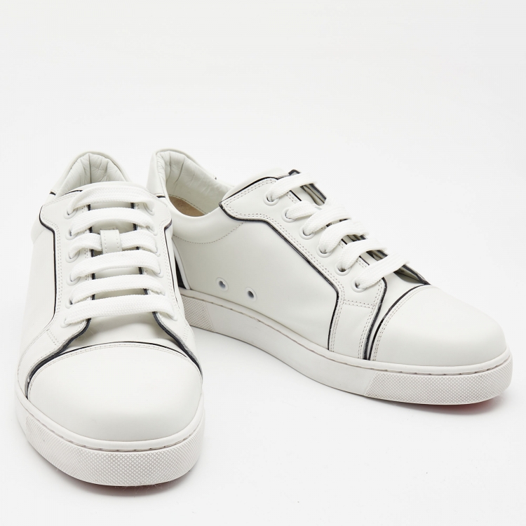 Pre Owned Christian Louboutin Black/White Leather Fun Vieira Low Top Sneakers Size 39