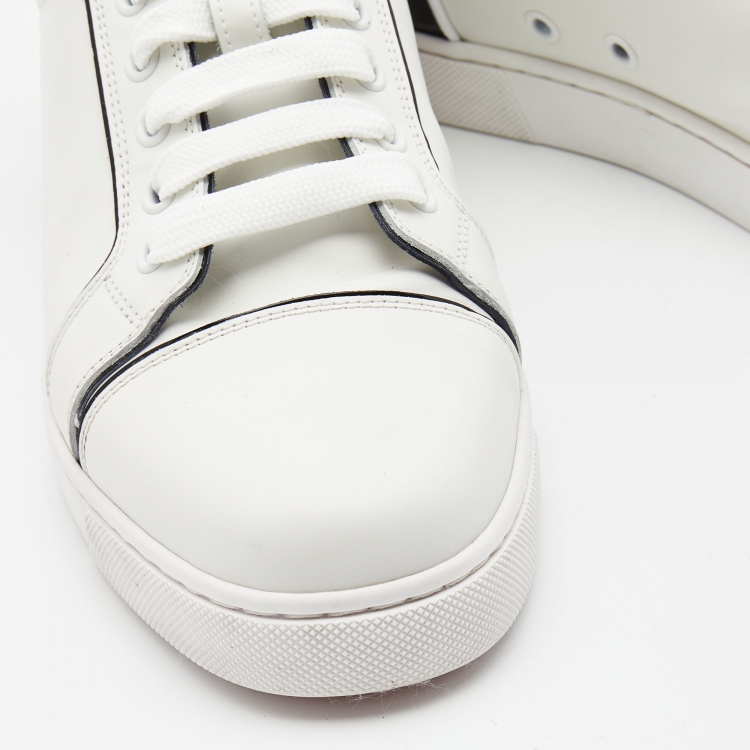 Pre Owned Christian Louboutin Black/White Leather Fun Vieira Low Top Sneakers Size 39