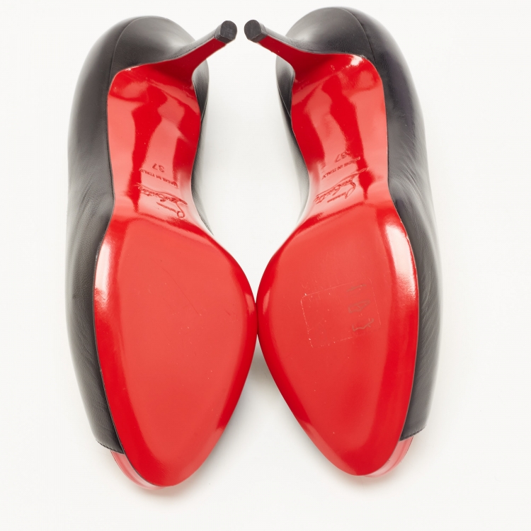 Pre Owned Christian Louboutin Black Leather Mater Claude Pumps Size 37